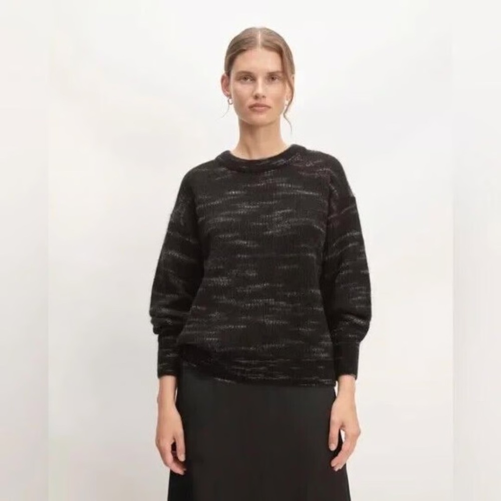 Everlane The Cocoon Crew in Alpaca Heather Black Crewneck Sweater NWT Size S